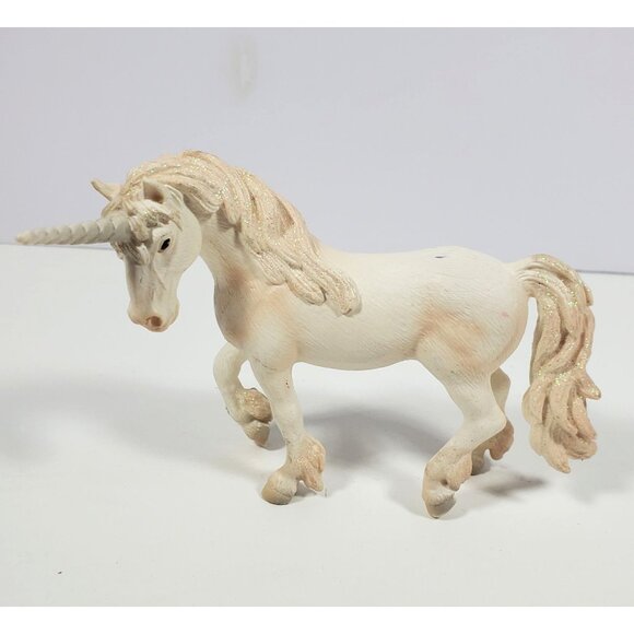 2004 Schleich White Unicorn Glitter Sparkle Mane And Tail Figurine 4 Inches - Picture 1 of 15